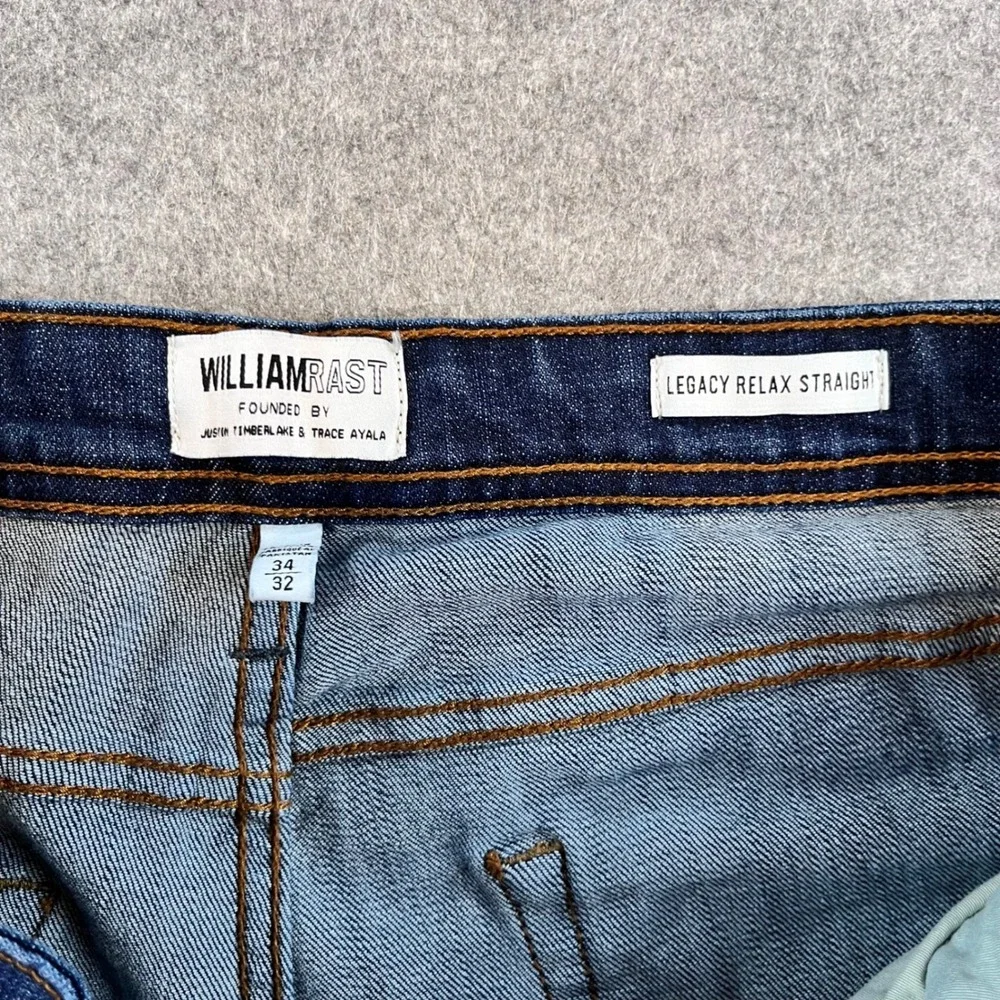 William Rast Mens Legacy Relax Straight Blue Denim Jeans 34x32 Casual Rugged